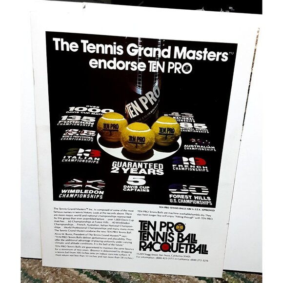 1978 Ten Pro Tennis Racquetball Grand Masters California Original Print Ad - Picture 1 of 1